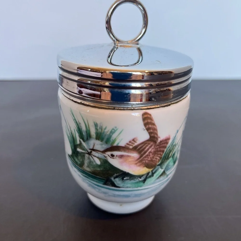 Royal Worcester Porcelain Large Egg Coddler- Birds